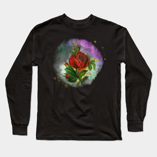 Roses Lily Of The Valley Watercolor Floral Long Sleeve T-Shirt by TLSDesigns